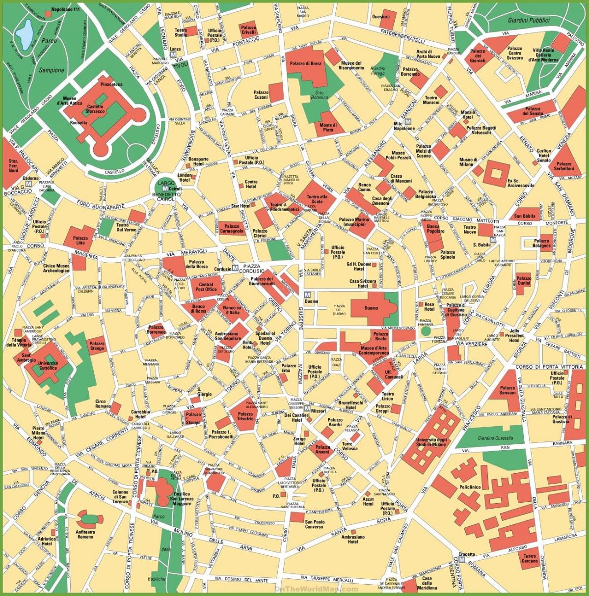 kaupungin kartta milan, italia