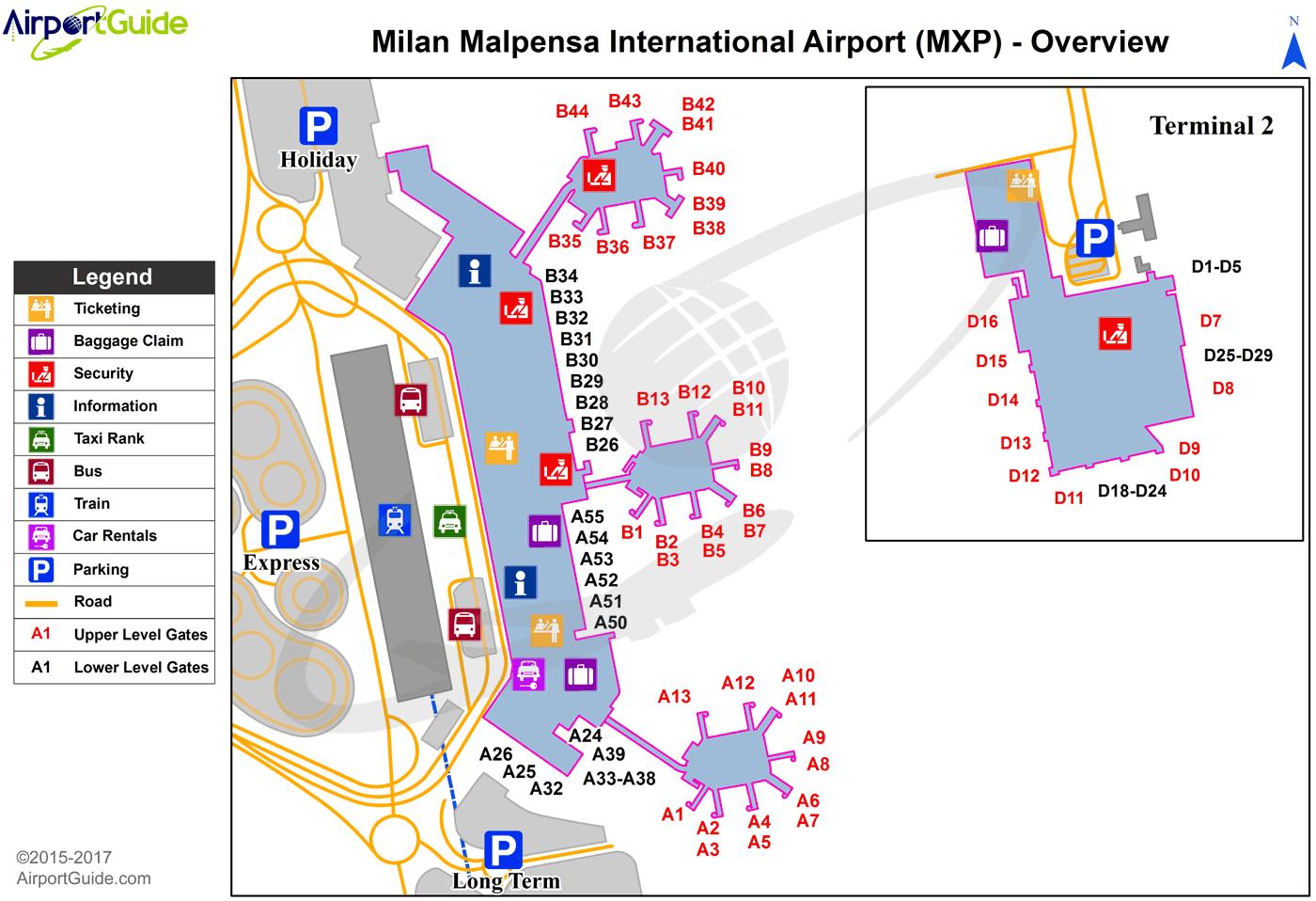 Malpensan terminaali 2: kartta - Kartta malpensan terminaali 2 (Lombardia -  Italia)