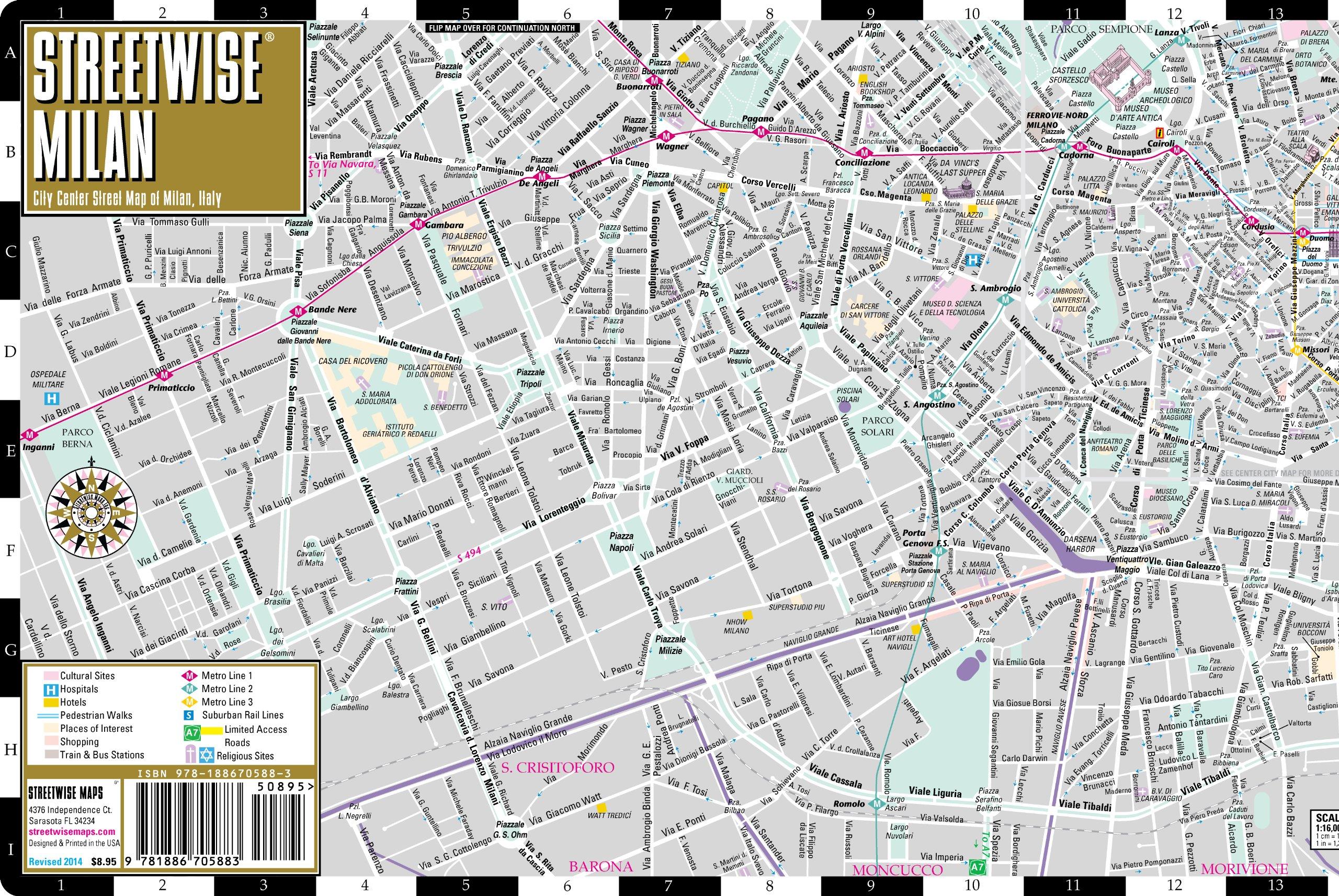 Milan street map - Street kartta milanon keskusta (Lombardia - Italia)