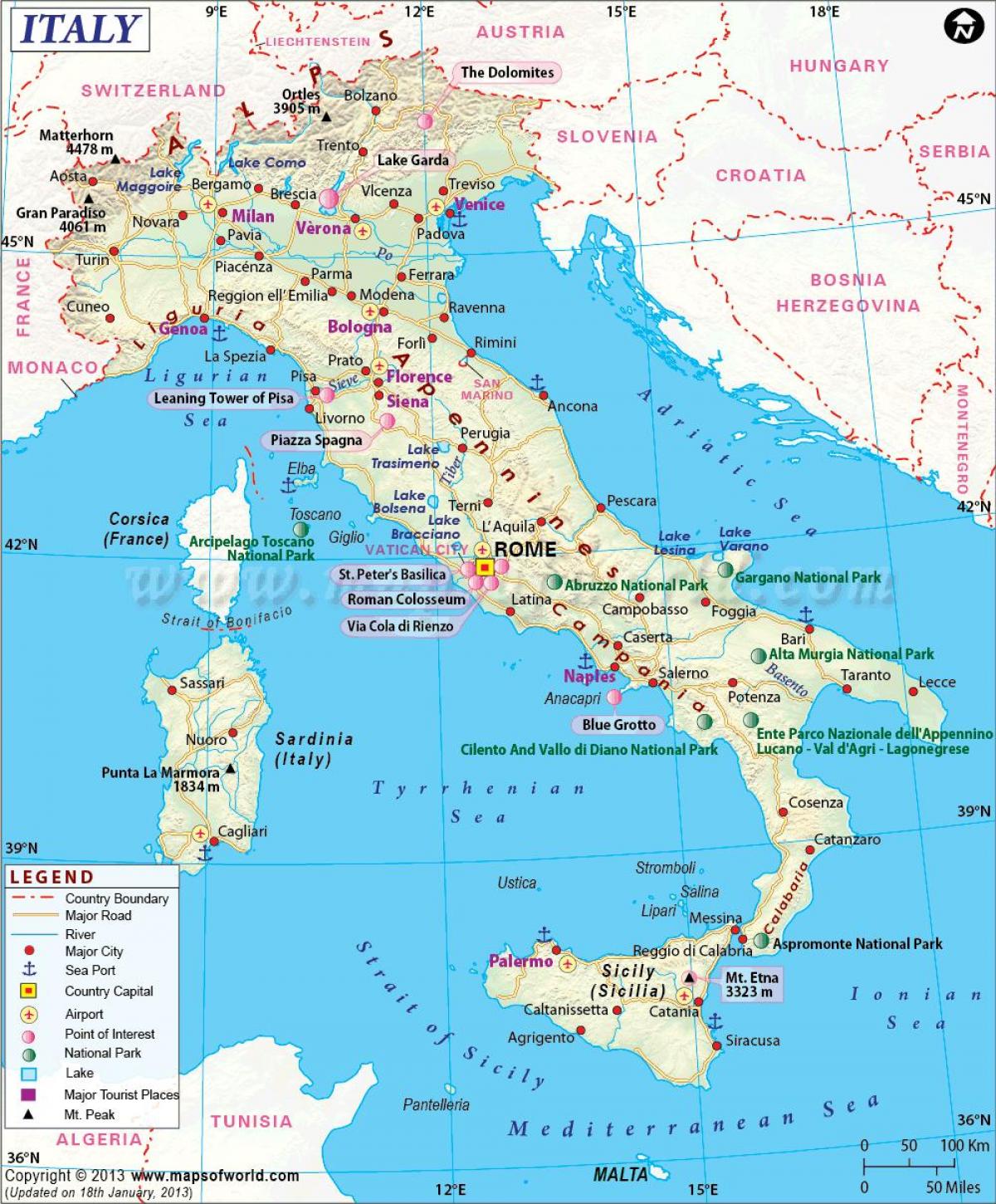 kartta milanon ja ympäröivän alueen
