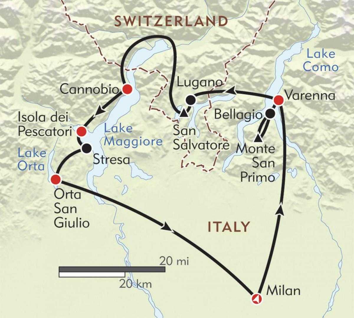 Milan järvet kartta - Kartta milan järvet (Lombardia - Italia)