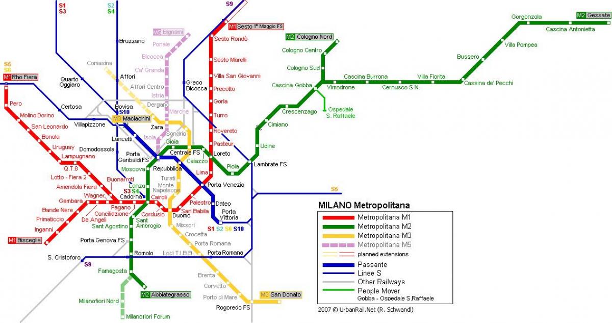milan metro kartta 2016