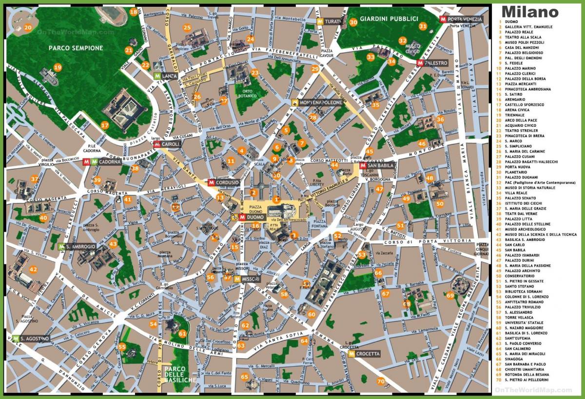 kartta milano italia nähtävyyksiä