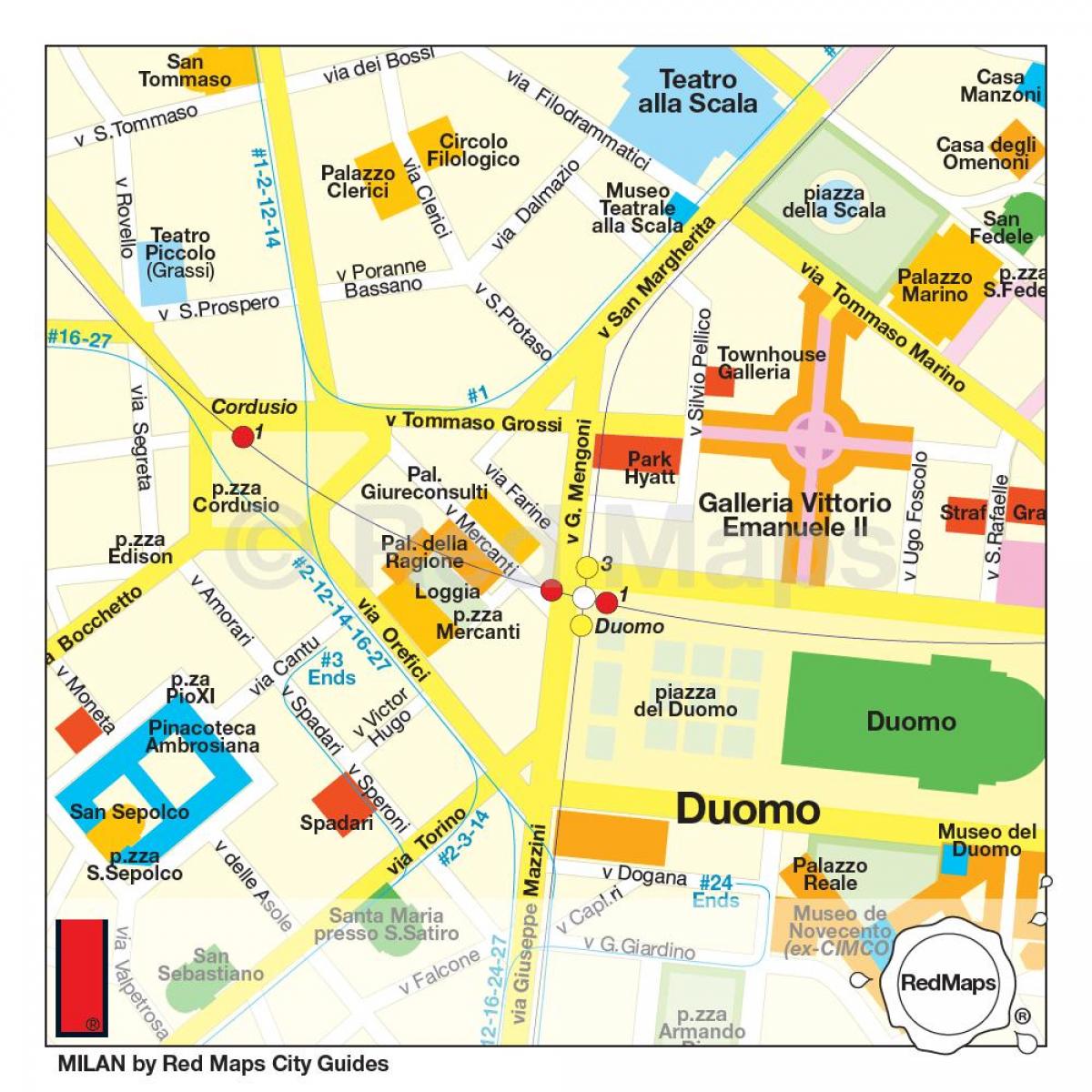 Milano shopping street map - Kartta milan shopping street (Lombardia -  Italia)