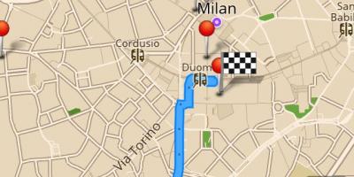 Kartta milanon offline-tilassa