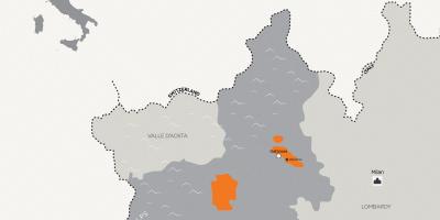 Kartta milanon ja ympäröiviin kaupunkeihin